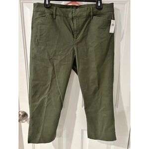 Old Navy Pixie Mid-Rise Cropped Chino  Olive Green Dress Casual Utility Sz 12